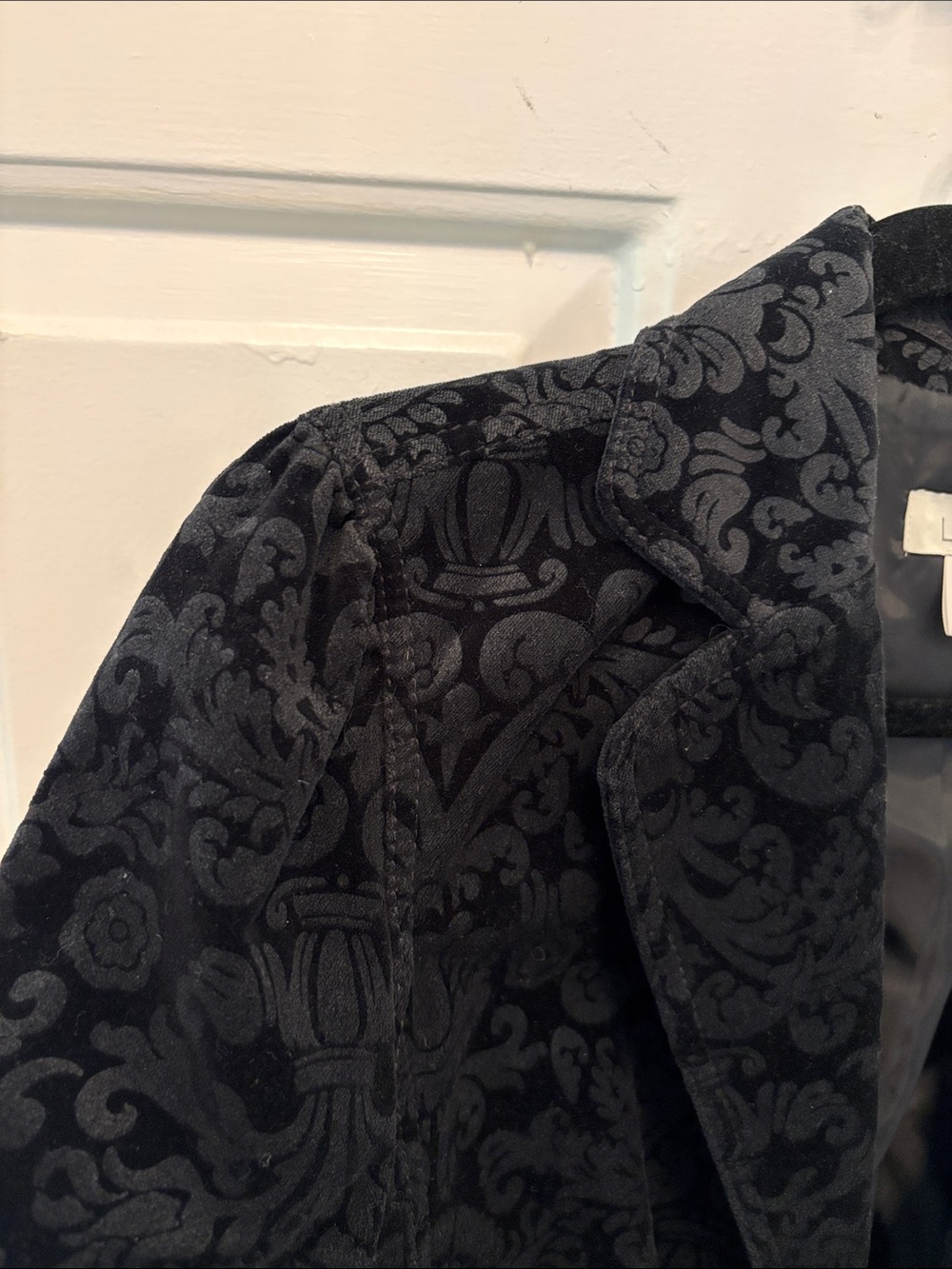 LOFT Black Patterned Velvet Blazer Jacket - Picture 5 of 11